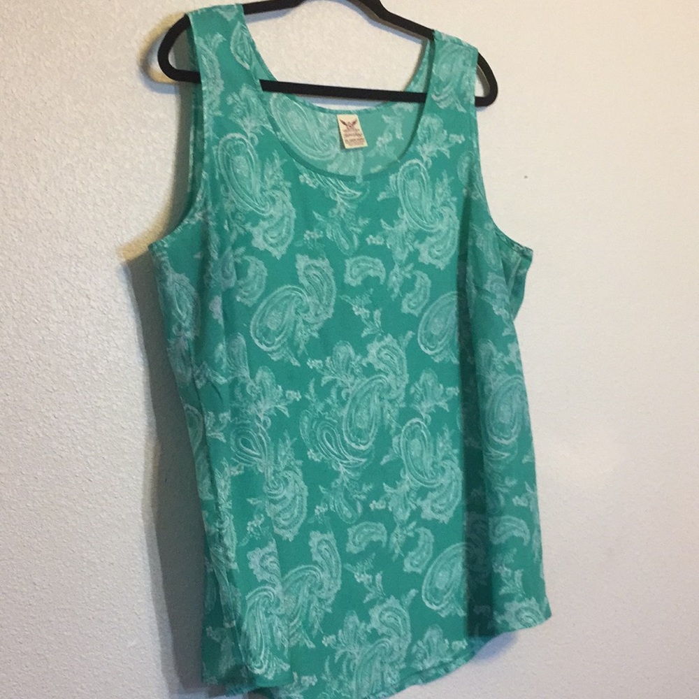 Faded Glory Teal Paisley Tank